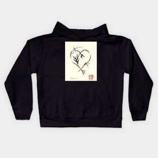 Kyuzo - Sumie ink brush black heart painting Kids Hoodie